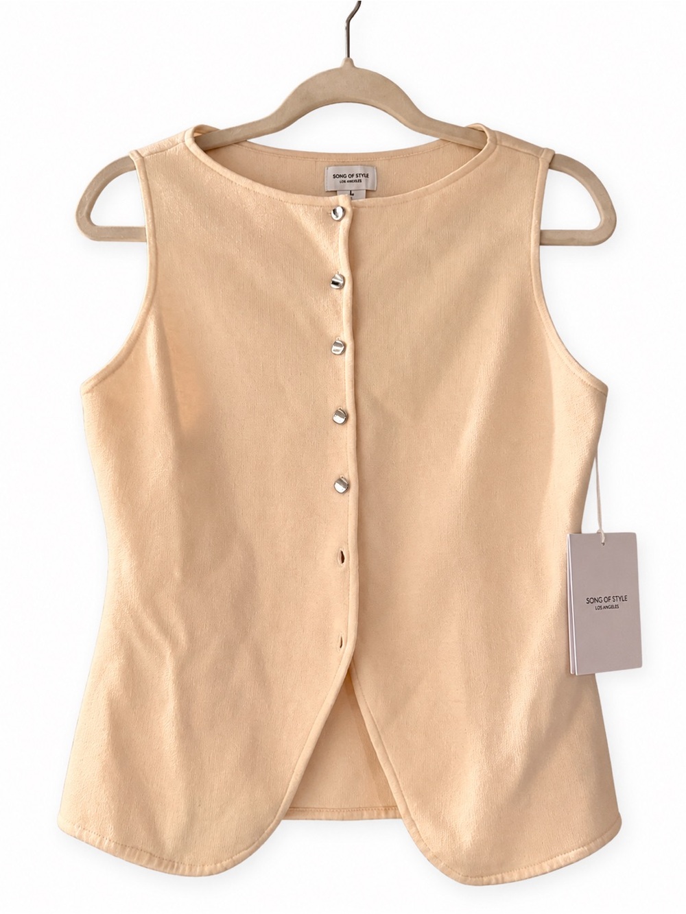 Song of Style by Aimee Song Cream Button Front Knit Vest Top NWT Size M